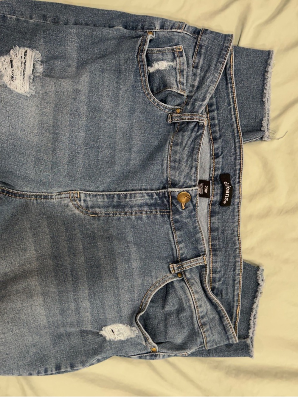d. jeans Light Blue Cropped Distressed Ankle Jeans